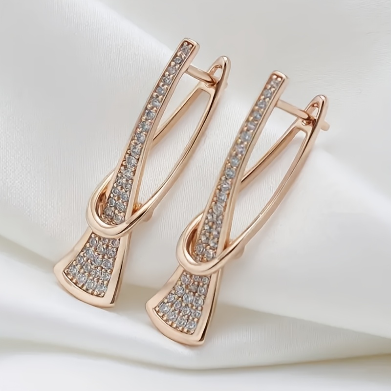 Geometric Style Zirconia Dangle Earrings Set